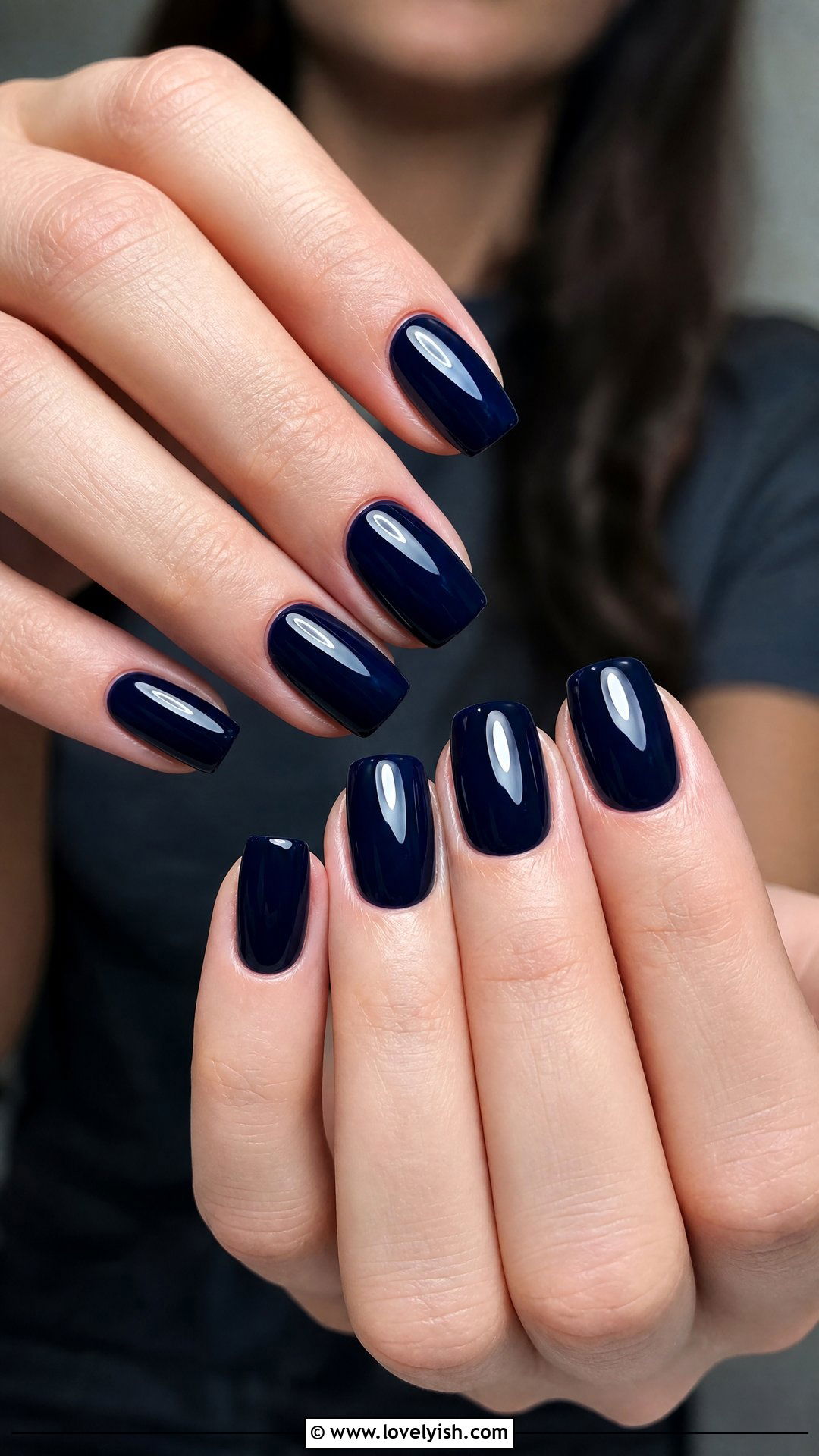Navy Blue Glossy Nails - 50 classic nail designs - 50 classic nail designs