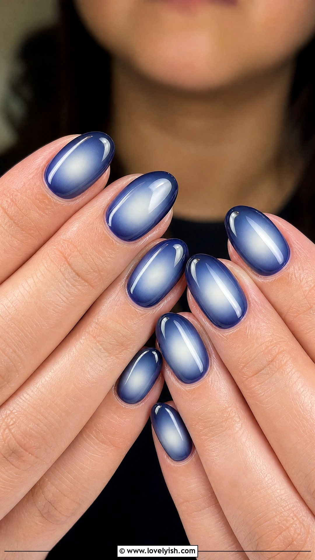 Navy Blue Halo Nails - 50 dark blue nail designs - 50 dark blue nail designs