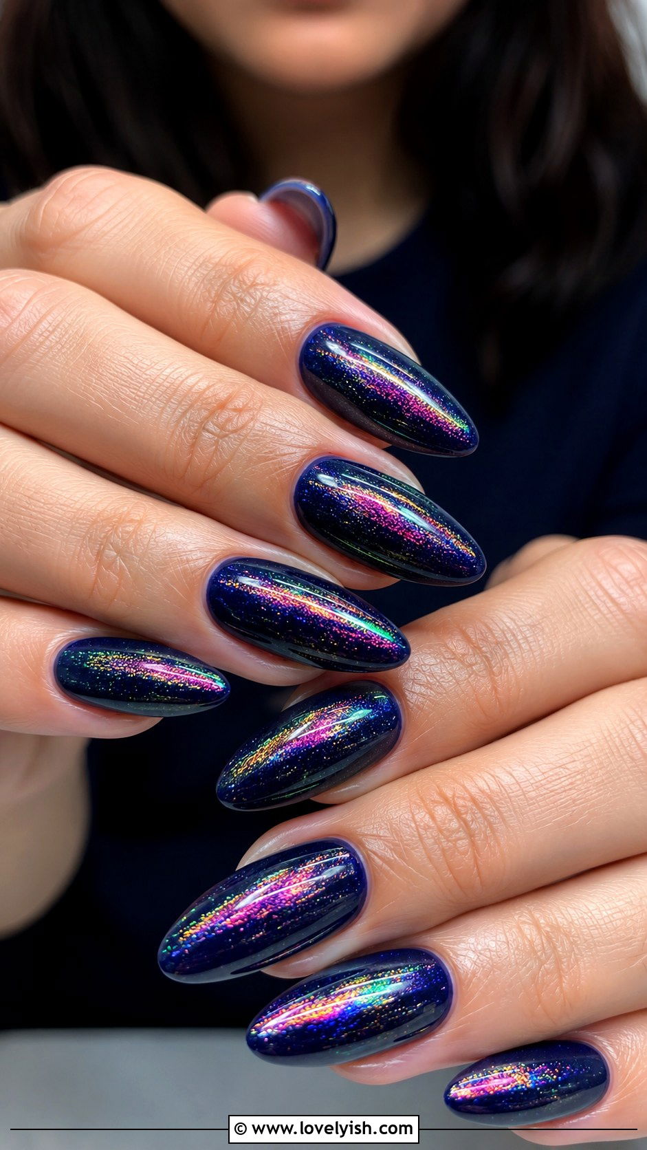 Navy Blue Holographic Nails - 50 navy blue nail designs - 50 navy blue nail designs