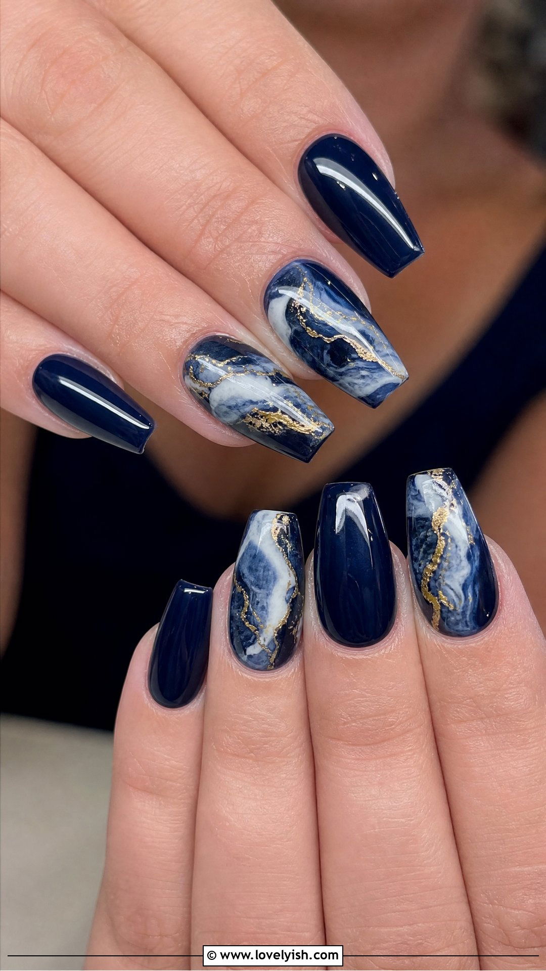 Navy Blue Marble Nails - 50 dark blue nail designs - 50 dark blue nail designs