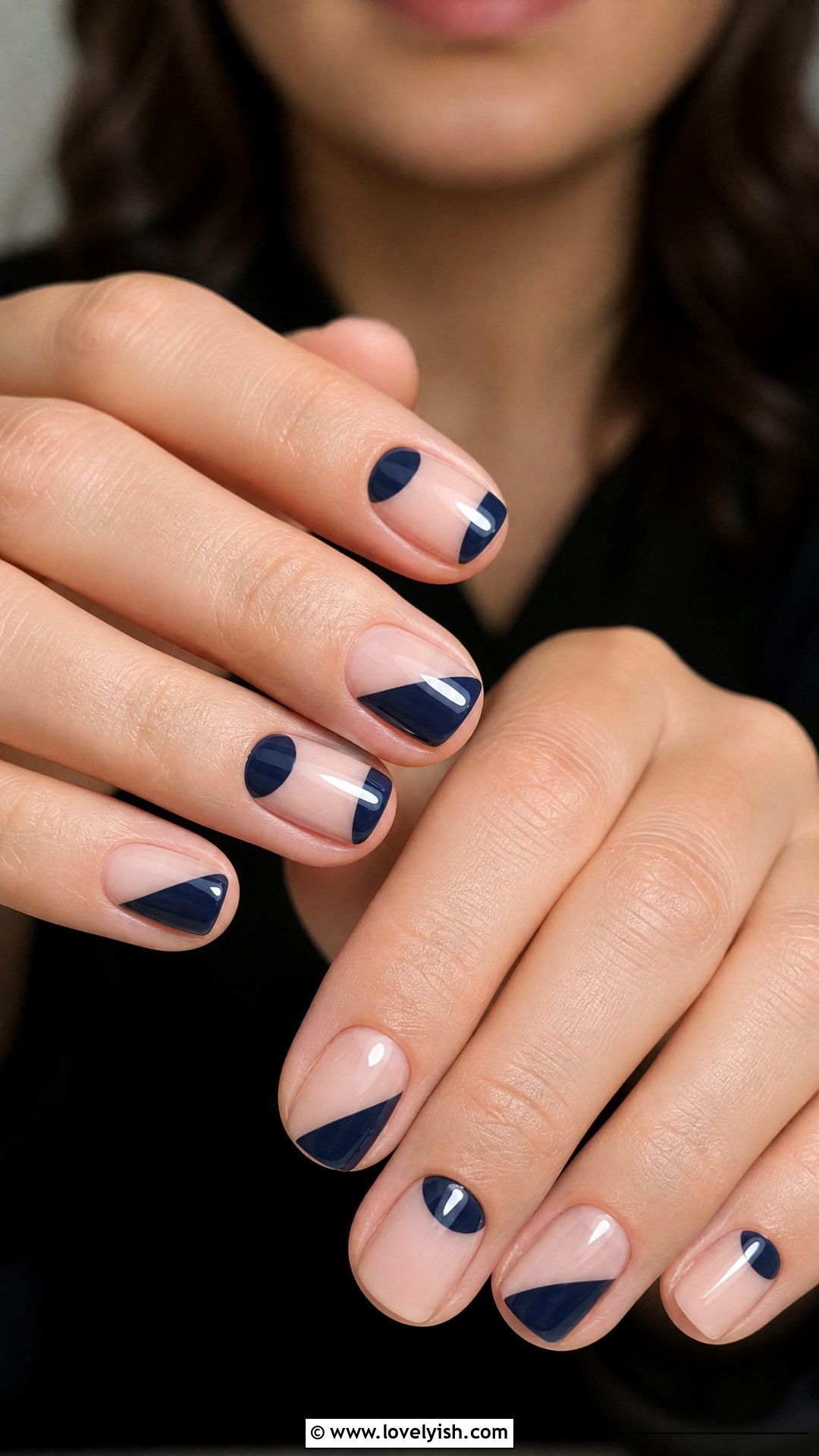Navy Blue Negative Space Nails - 50 dark blue nail designs - 50 dark blue nail designs