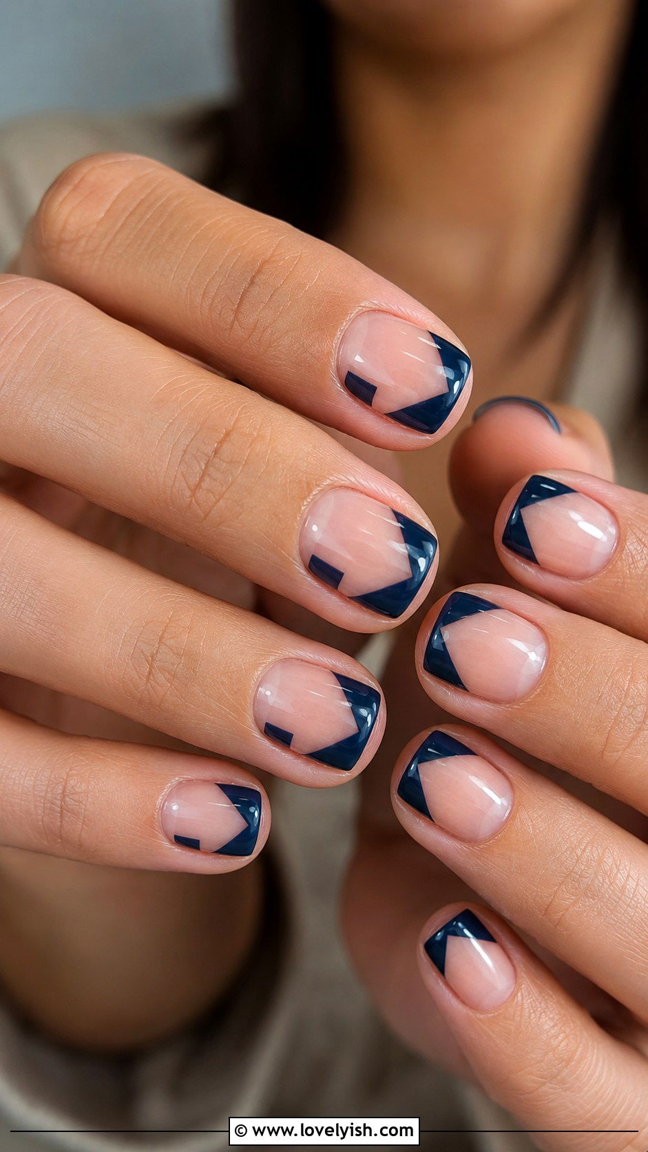 Navy Blue Negative Space Nails - 50 navy blue nail designs - 50 navy blue nail designs