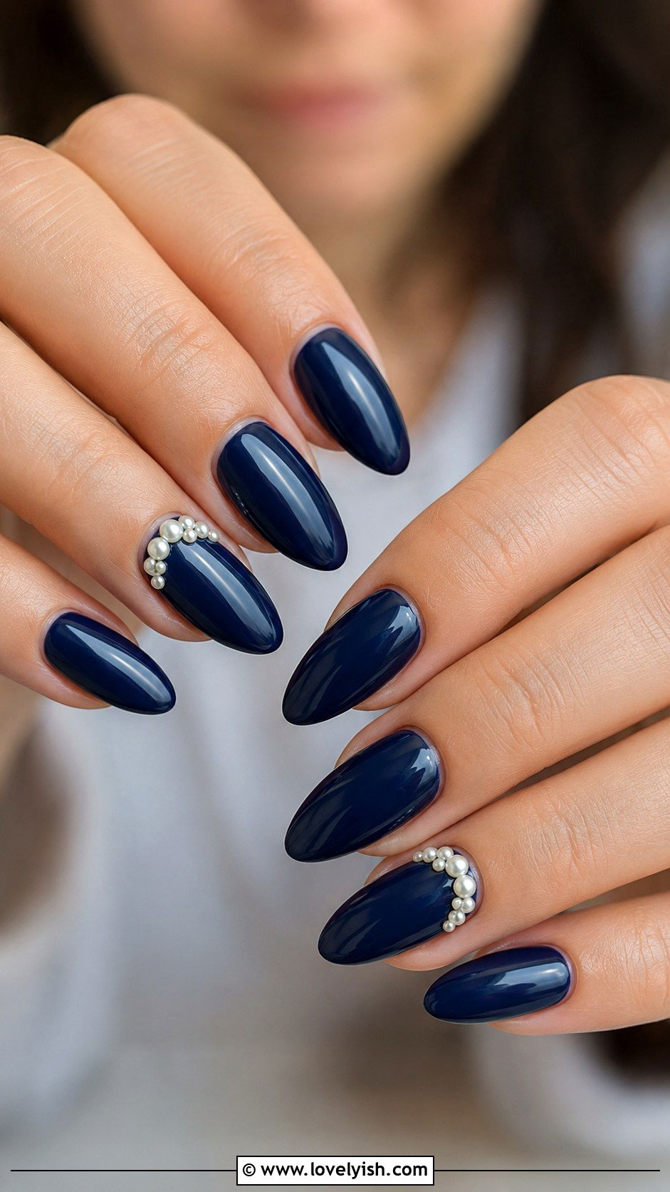 Navy Blue Pearl Nails - 50 navy blue nail designs - 50 navy blue nail designs