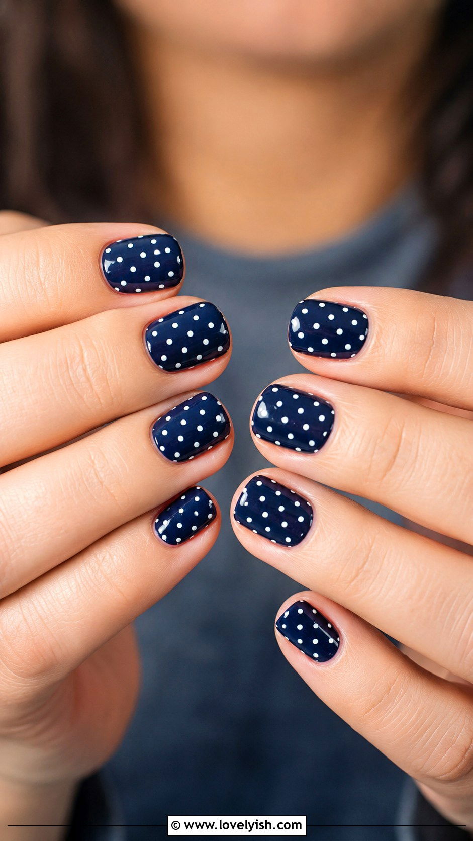 Navy Blue Polka Dot Nails - 50 navy blue nail designs - 50 navy blue nail designs