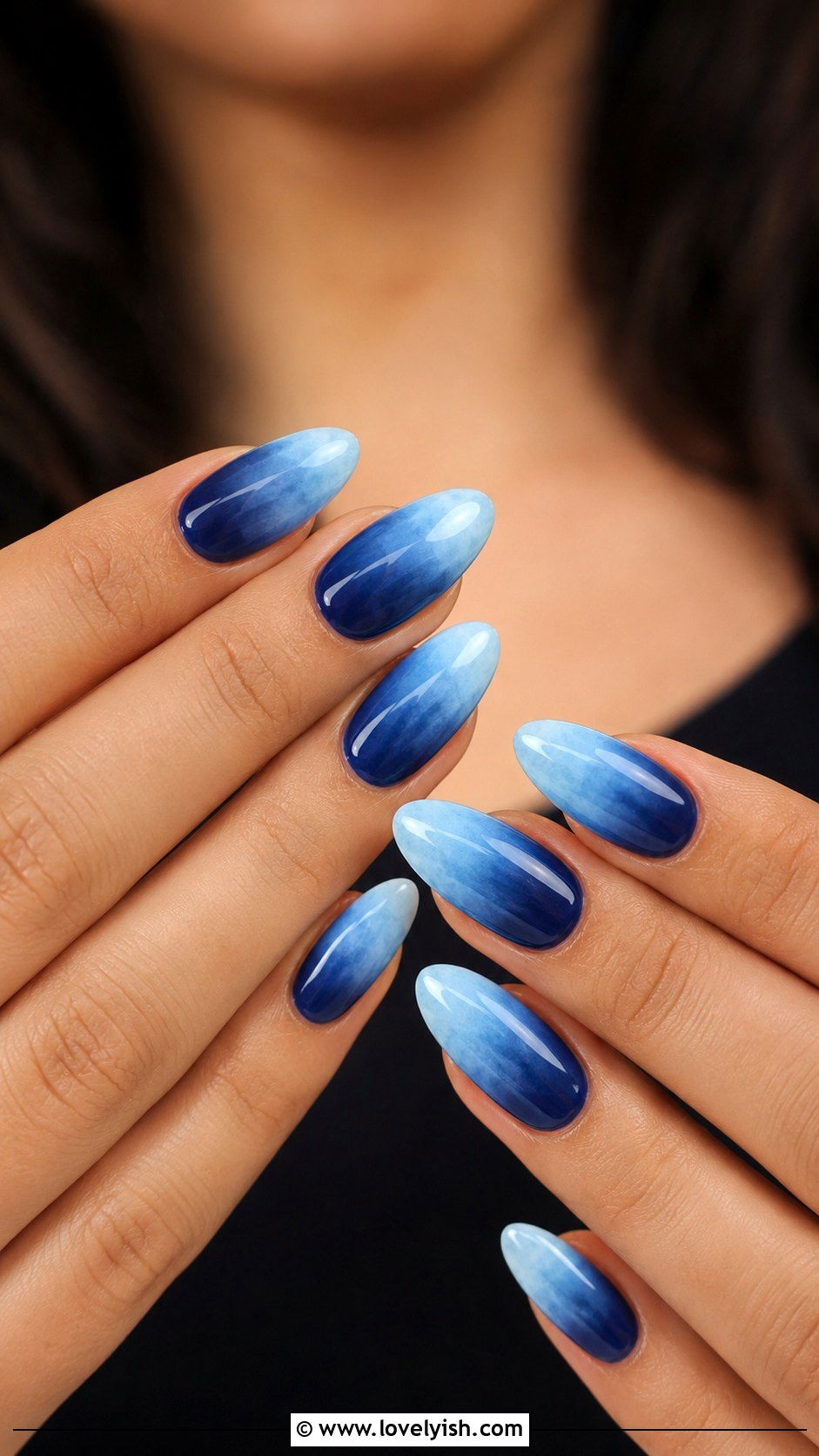 Navy Blue Sky Blue Ombre Nails - 50 navy blue nail designs - 50 navy blue nail designs