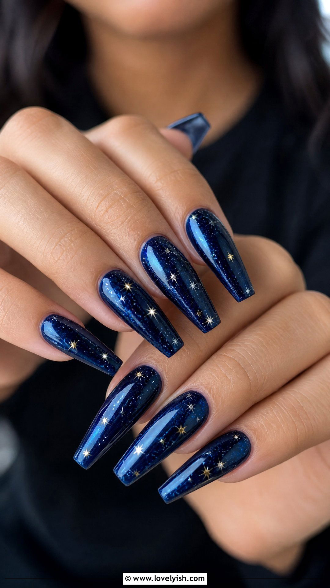 Navy Blue Star Coffin Nails - 50 coffin nails - 50 coffin nails