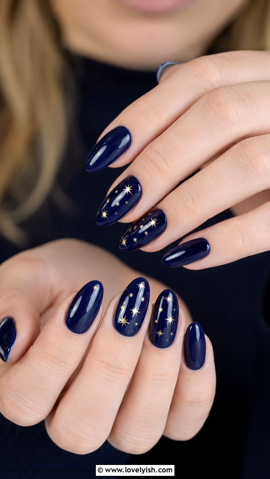 Navy Blue Star Nails - 44 nails design - 44 nails design