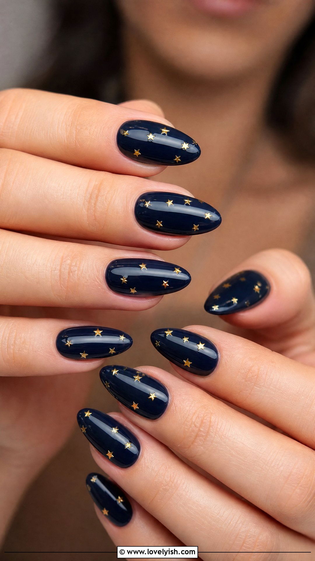 Navy Blue Star Nails - 50 medium nails - 50 medium nails