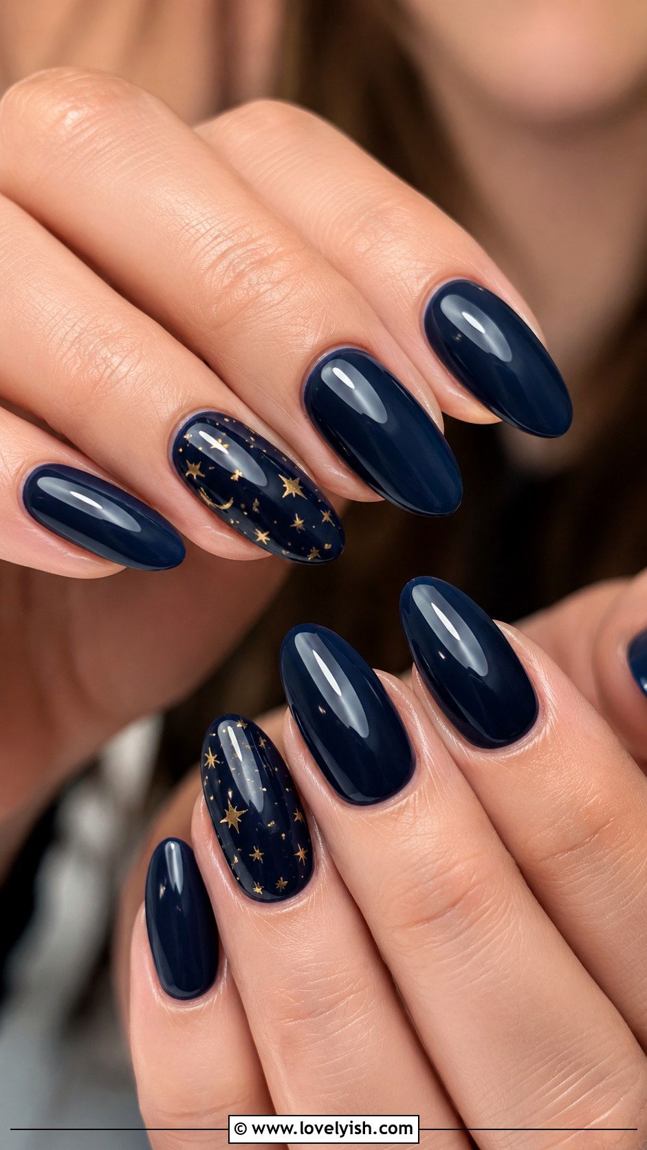 Navy Blue Star Nails - 40 nail design template - 40 nail design template