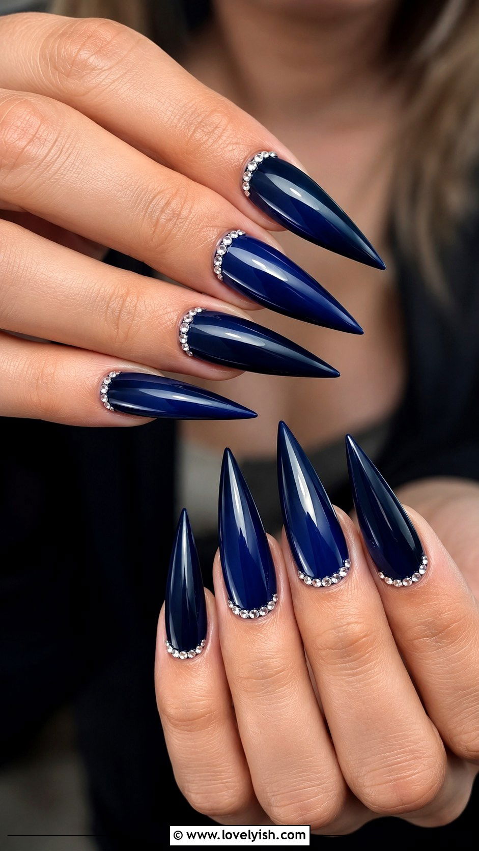 Navy Blue Stiletto Nails - 50 navy blue nail designs - 50 navy blue nail designs