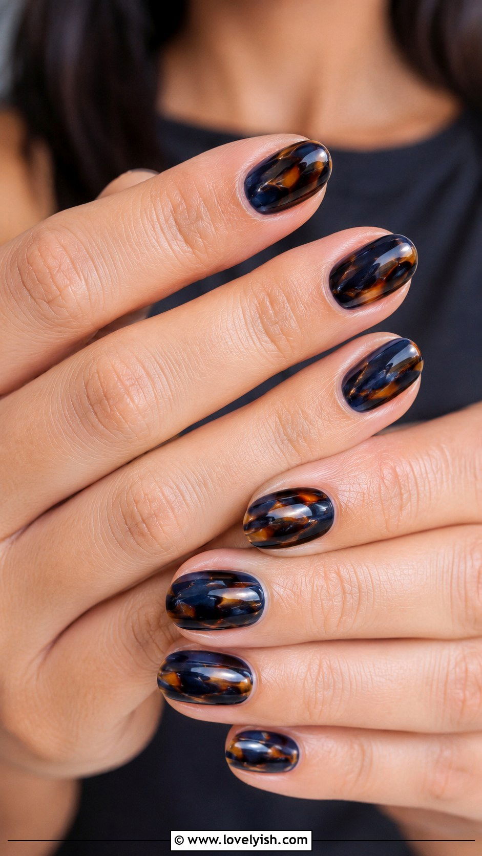 Navy Blue Tortoiseshell Nails - 50 navy blue nail designs - 50 navy blue nail designs
