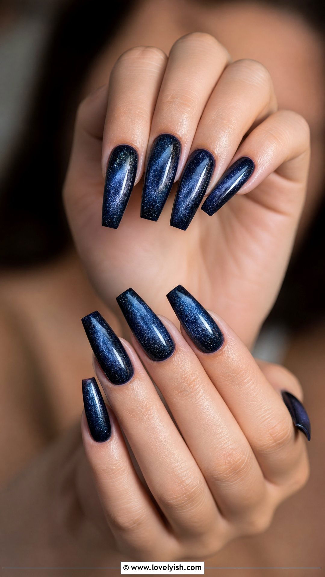 Navy Blue Velvet Nails - 50 dark nail designs - 50 dark nail designs