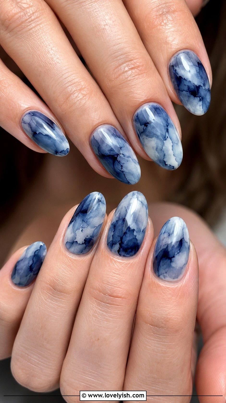 Navy Blue Watercolor Nails - 50 navy blue nail designs - 50 navy blue nail designs