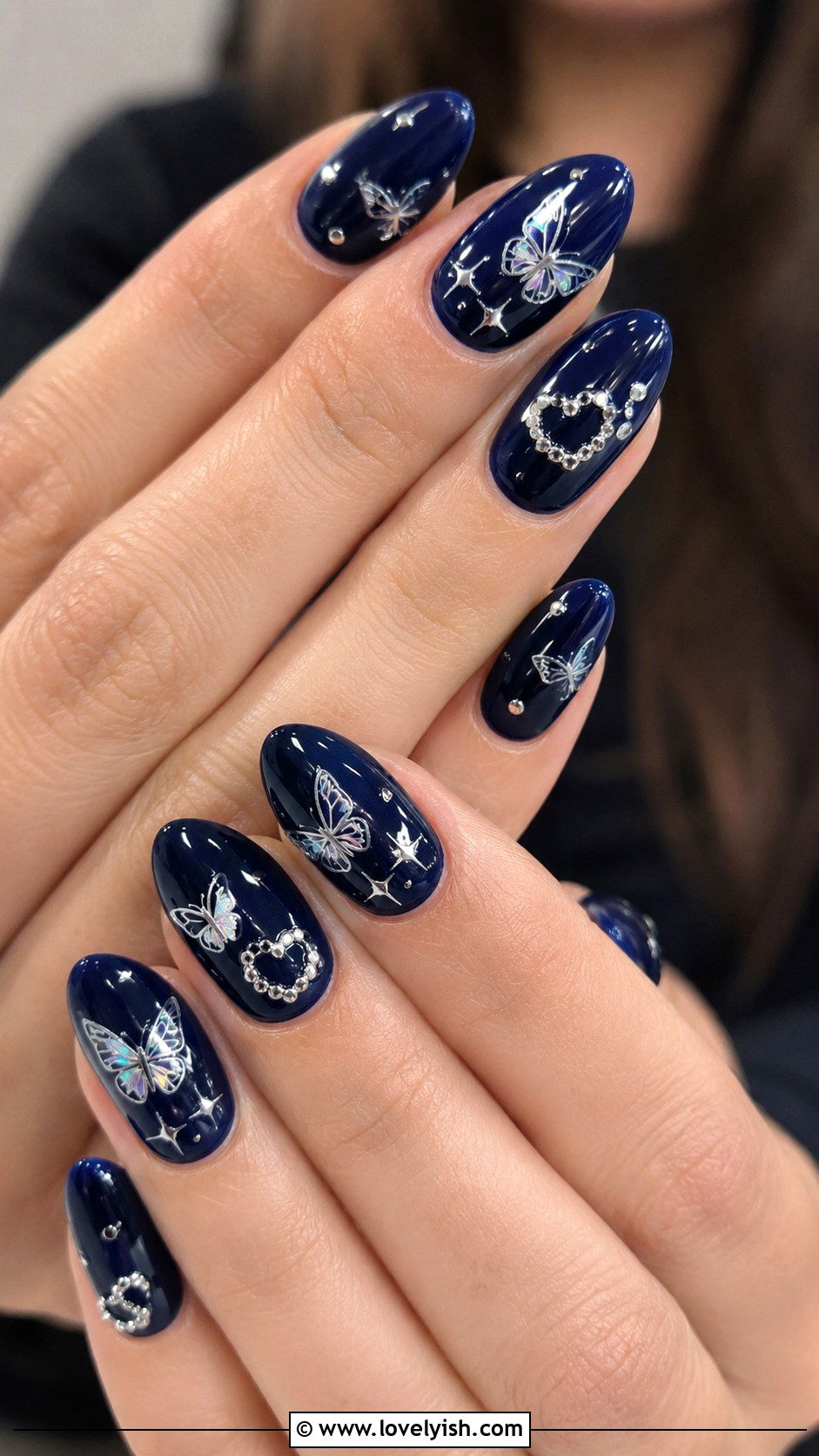 Navy Blue Y2K Nails - 50 navy blue nail designs - 50 navy blue nail designs