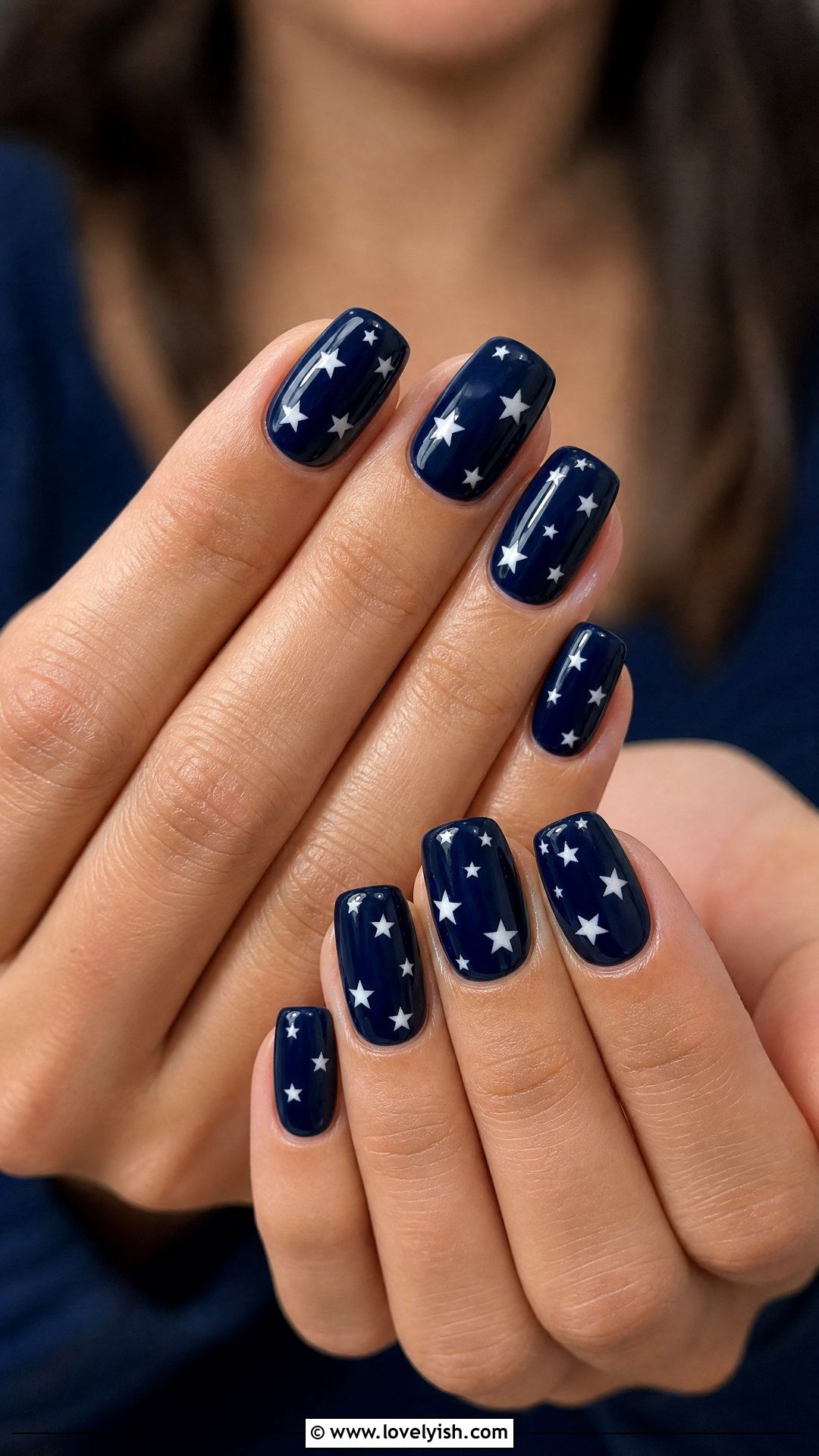 Navy Blue and White Star Nails - 25 4th of july nail art ideas - 25 4th of july nail art ideas