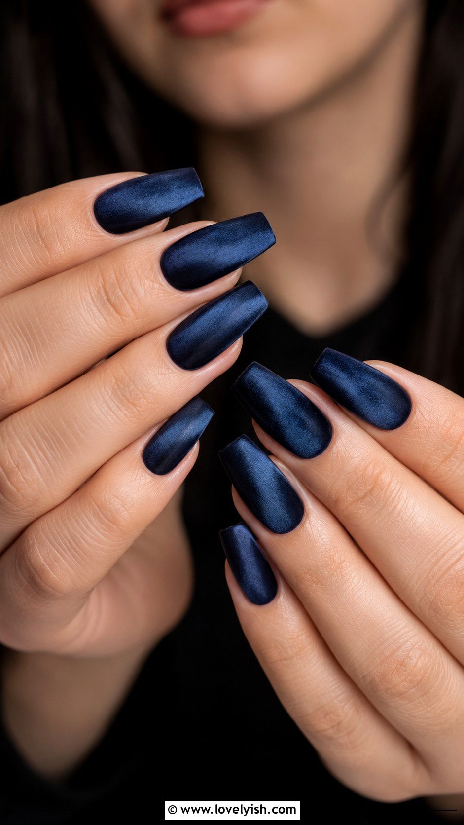 Navy Velvet Nails - 46 nail inspo - 46 nail inspo