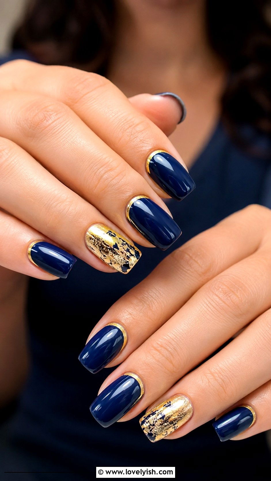 Navy and Gold Nails - 50 mens nail design ideas - 50 mens nail design ideas