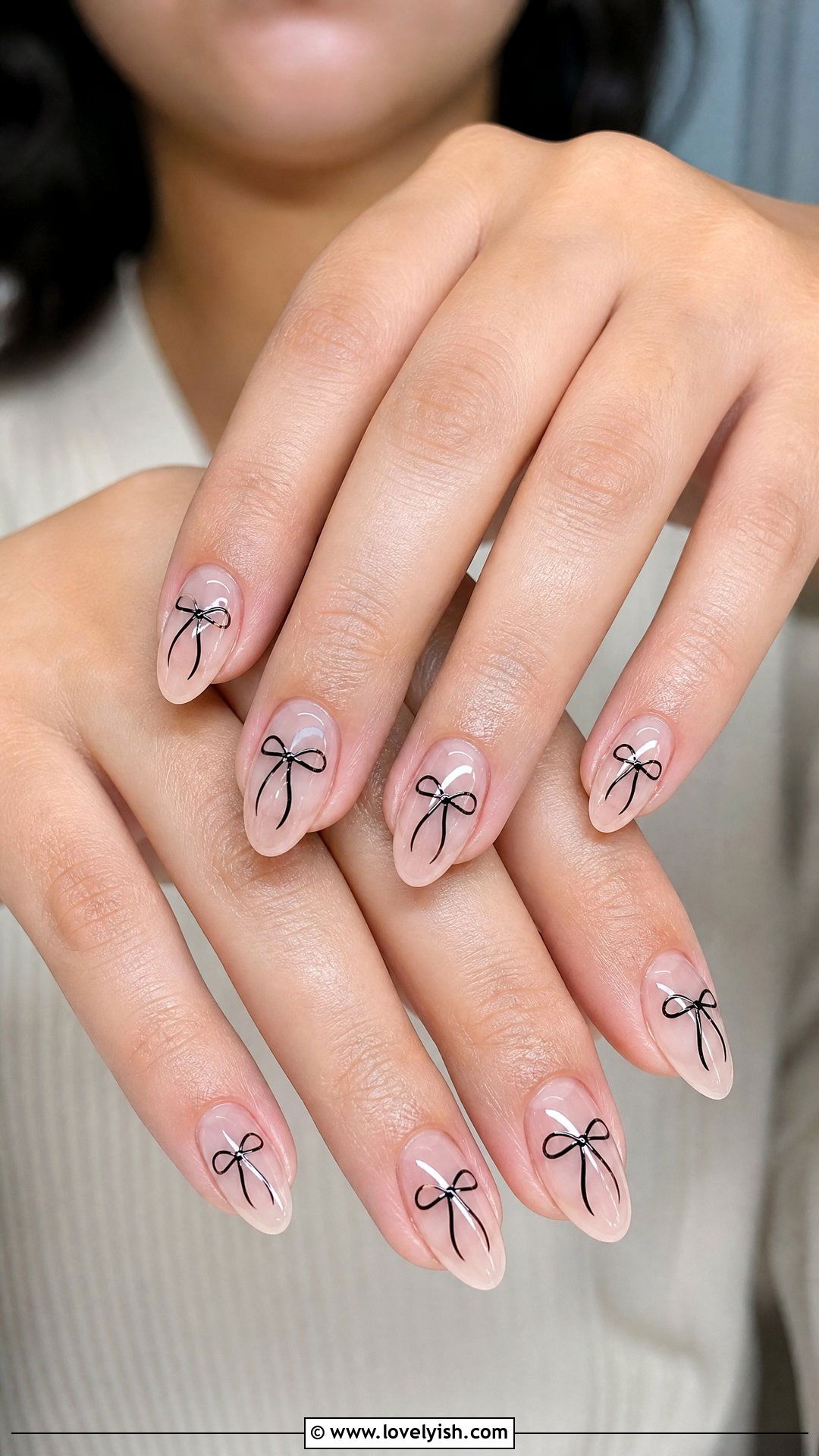 Negative Space Bow Nails - 25 bow nail design ideas - 25 bow nail design ideas