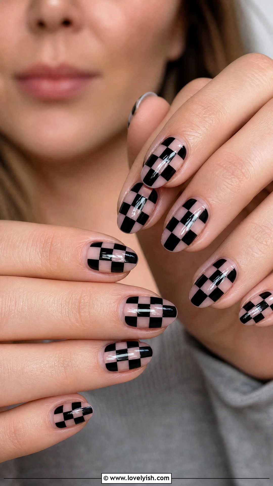 Negative Space Checkered Nails - 50 checkered nails - 50 checkered nails