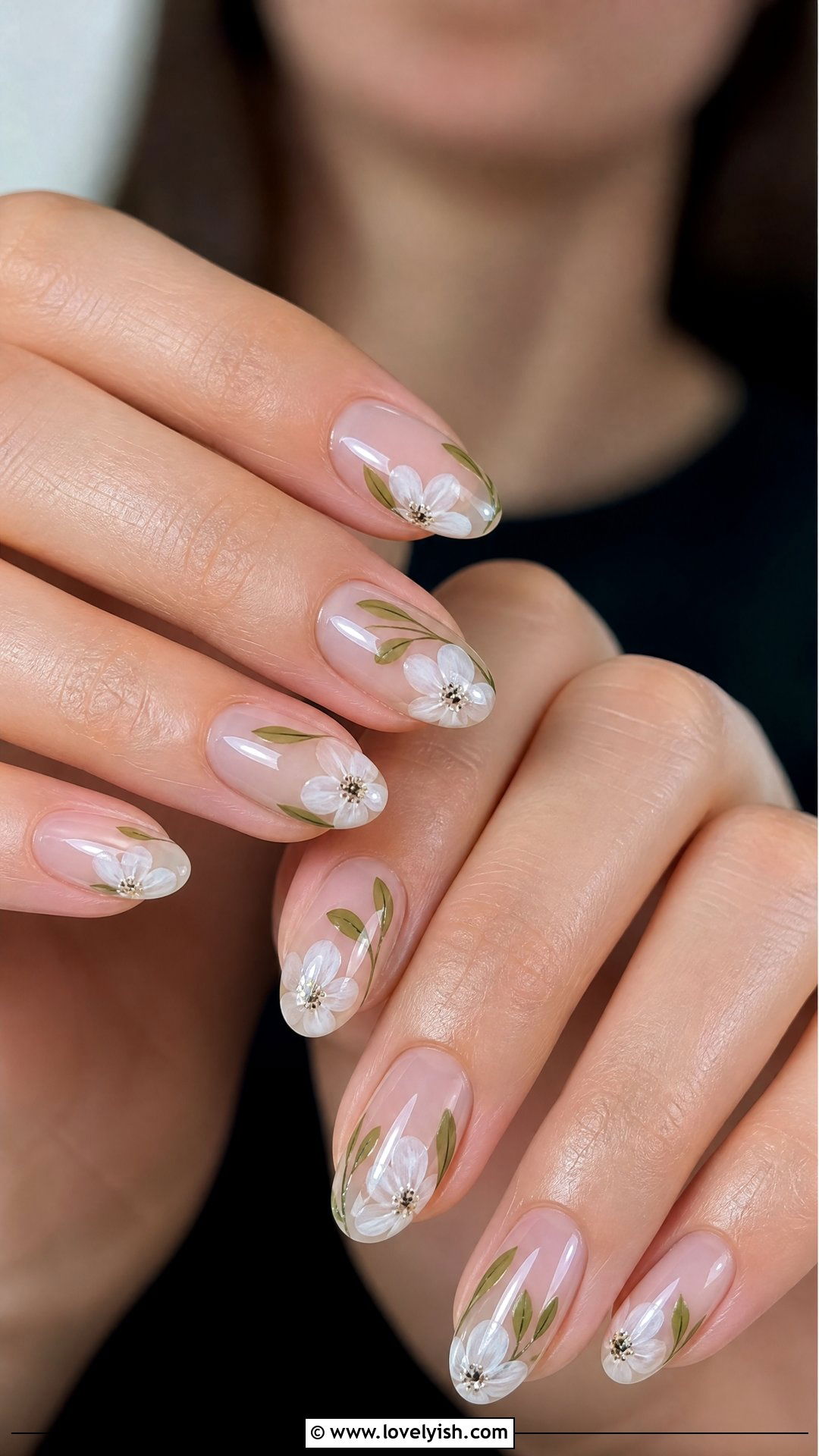 Negative Space Floral Builder Gel Nails - 50 builder gel nails - 50 builder gel nails