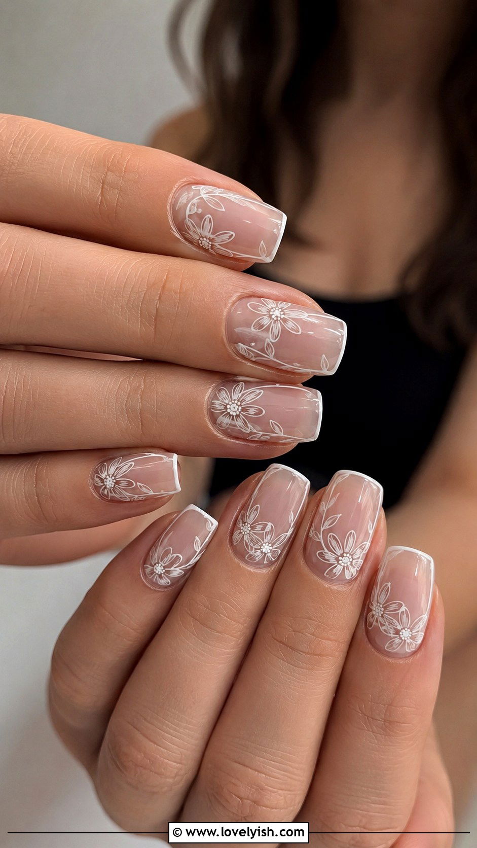 Negative Space Floral Nails - 31 flower nail design ideas - 31 flower nail design ideas