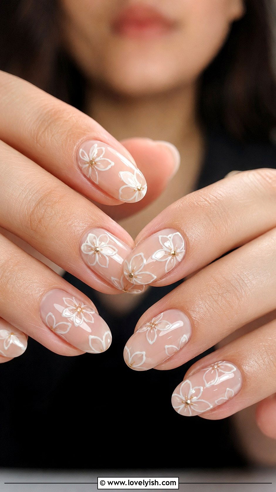 Negative Space Floral Nails - 25 flower nails design ideas - 25 flower nails design ideas