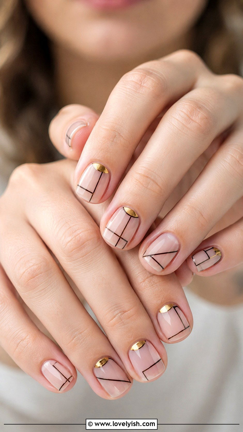 Negative Space Geometric Nails - 34 nail design art ideas - 34 nail design art ideas