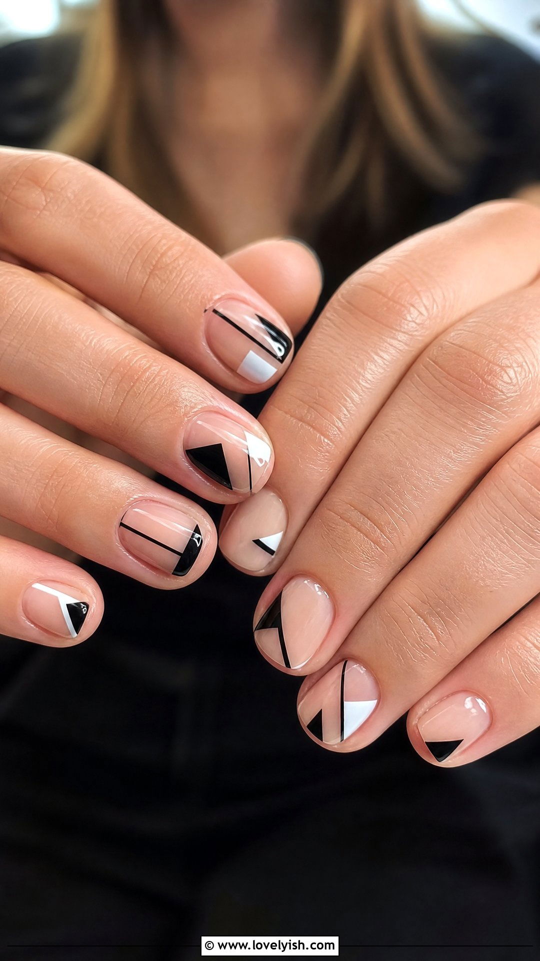 Negative Space Geometric Nails - 50 black and white nail designs - 50 black and white nail designs