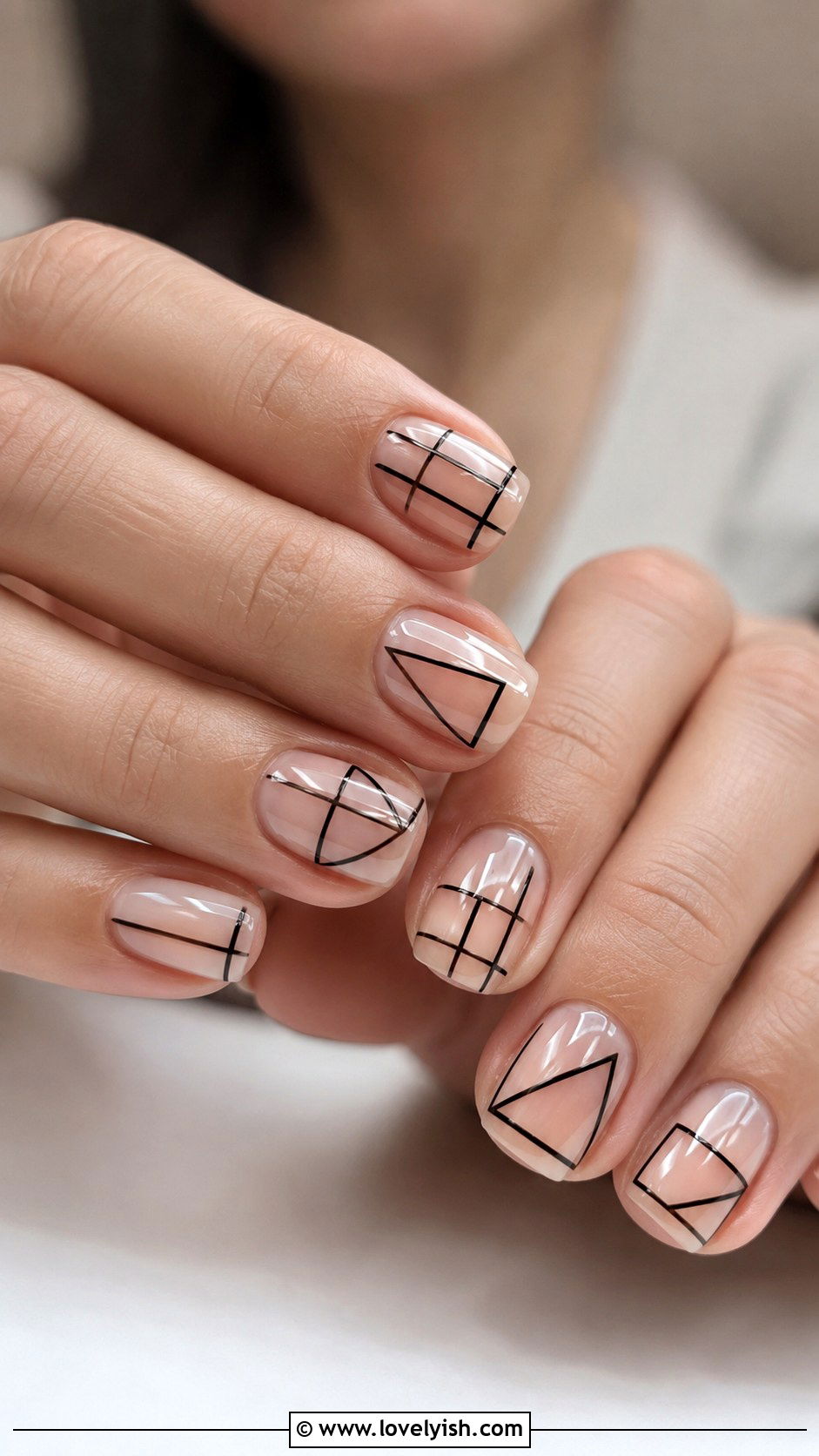 Negative Space Geometric Nails - 50 mens nail design ideas - 50 mens nail design ideas