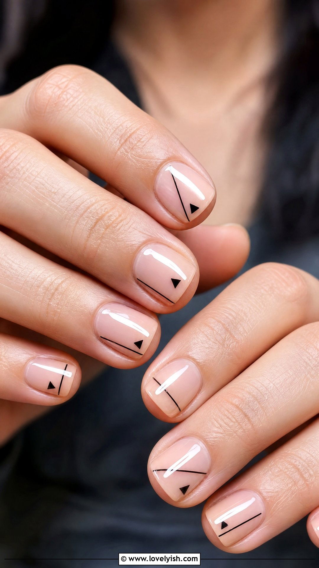 Negative Space Geometric Nails - 50 simple short nail designs - 50 simple short nail designs