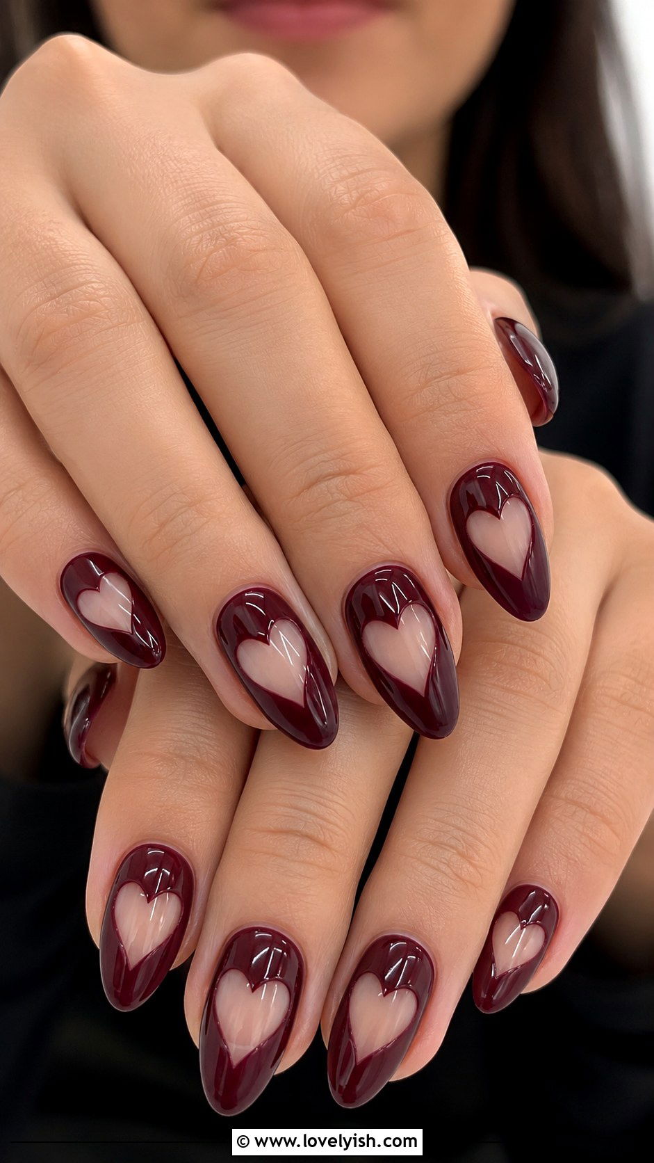 Negative Space Heart Nails - 25 heart nail designs - 25 heart nail designs