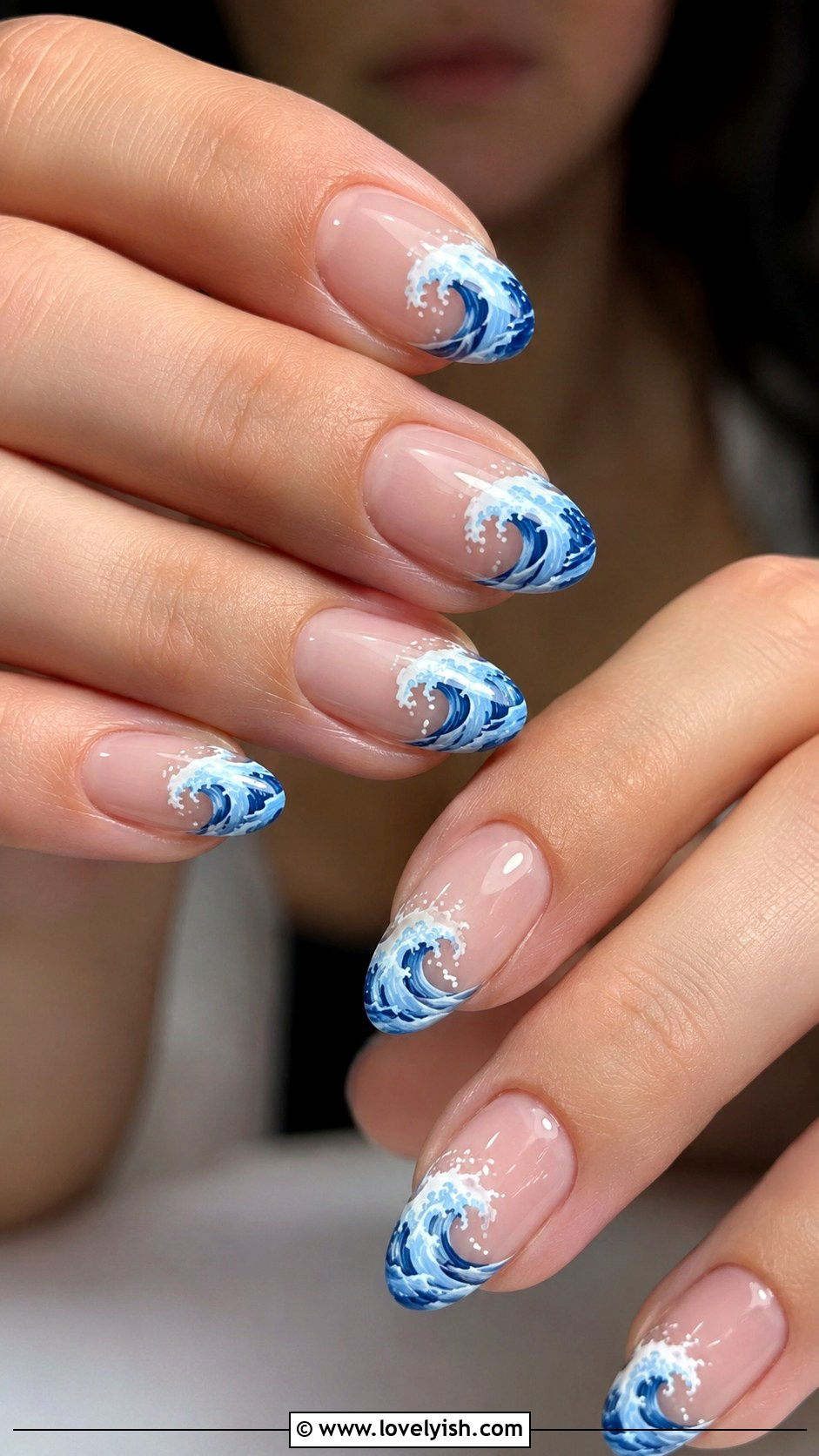 Negative Space Ocean Wave Nails - 50 ocean nails - 50 ocean nails
