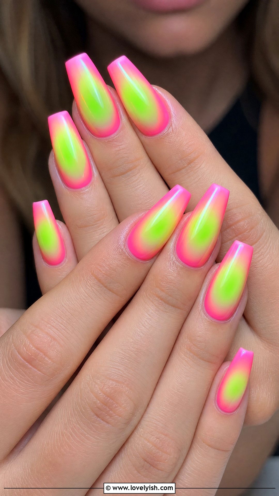 Neon Aura Ombre Nails - 25 trendy nail designs - 25 trendy nail designs