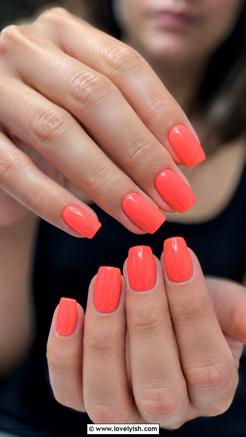 Neon Coral Square Gel X Nails - 50 gel x nails - 50 gel x nails