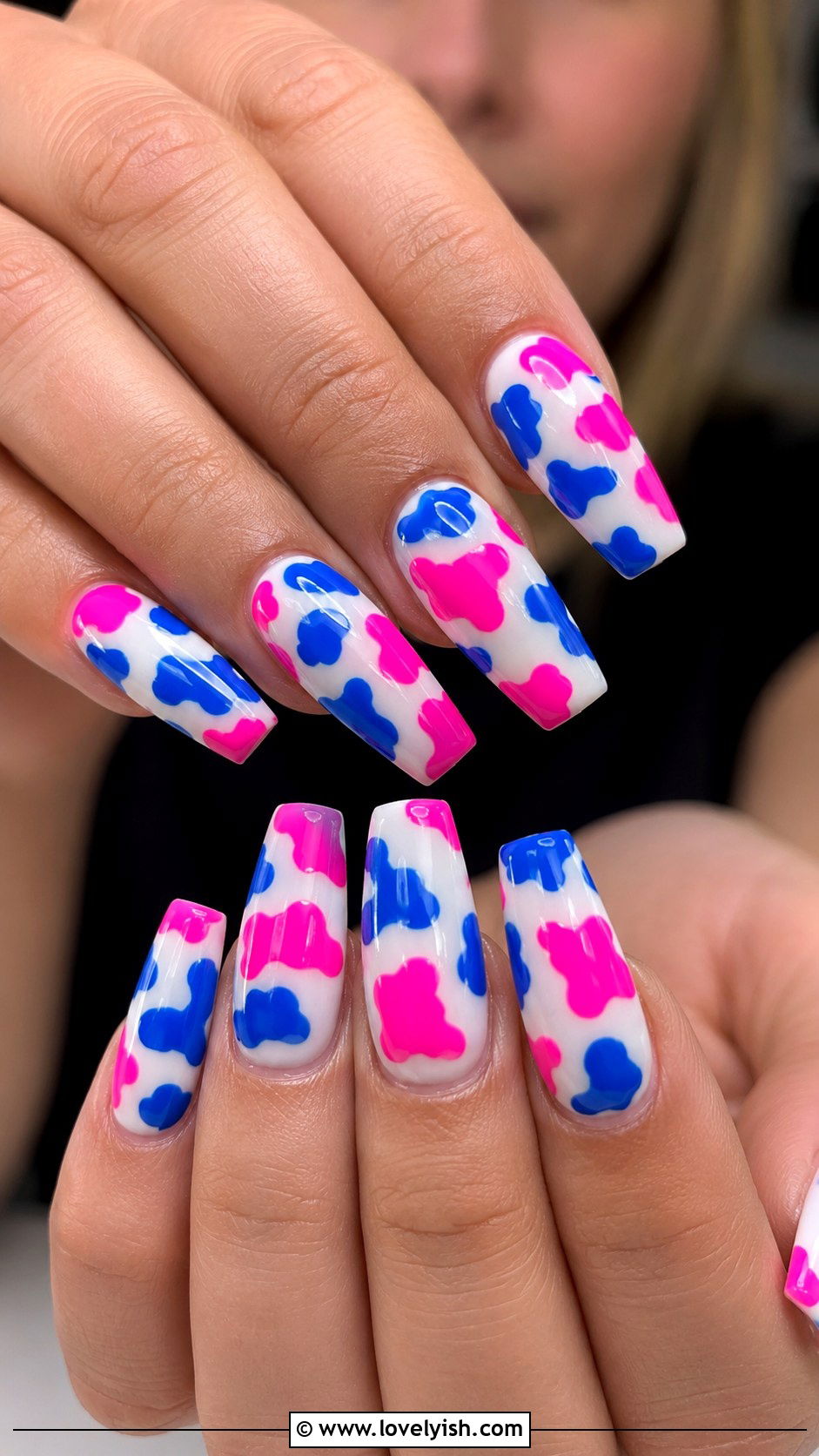 Neon Cow Print Nails - 50 western nail designs - 50 western nail designs