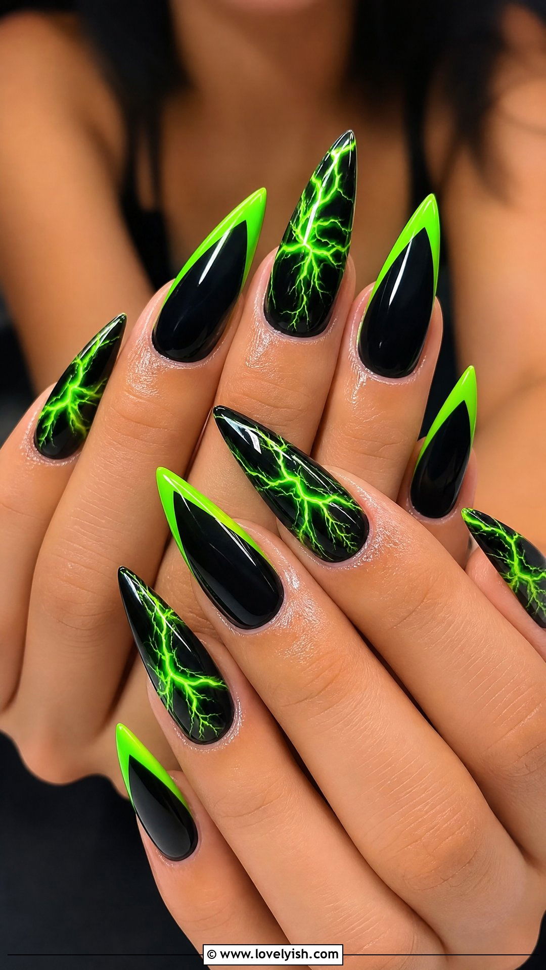 Neon Green And Black Nails - 50 edgy nails - 50 edgy nails
