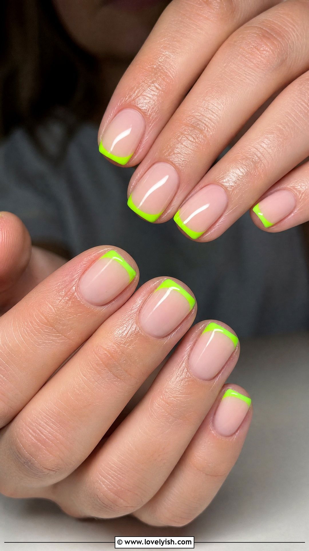 Neon Green French Tip - 50 french manicure - 50 french manicure
