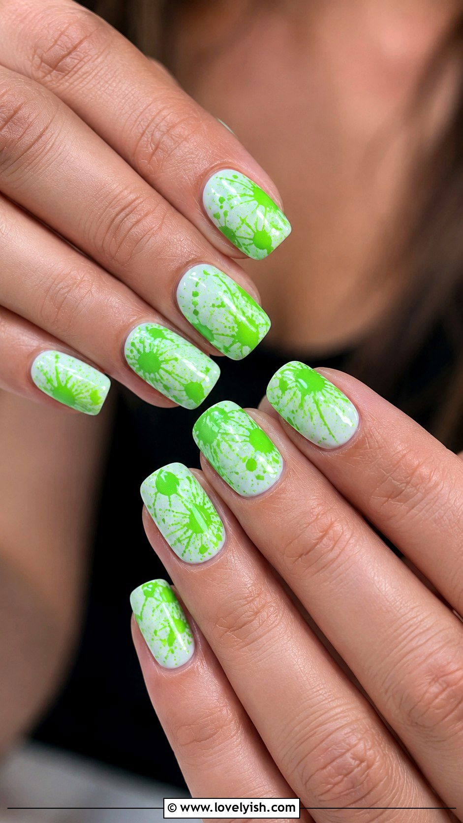 Neon Green Splatter Nails - 38 green nail designs - 38 green nail designs