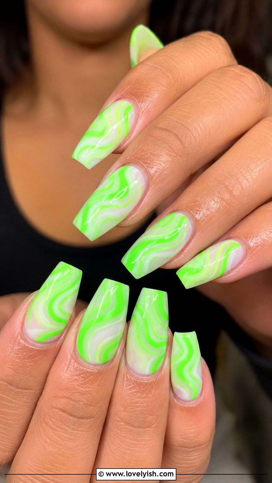 Neon Green Swirl Nails - 50 green nails - 50 green nails