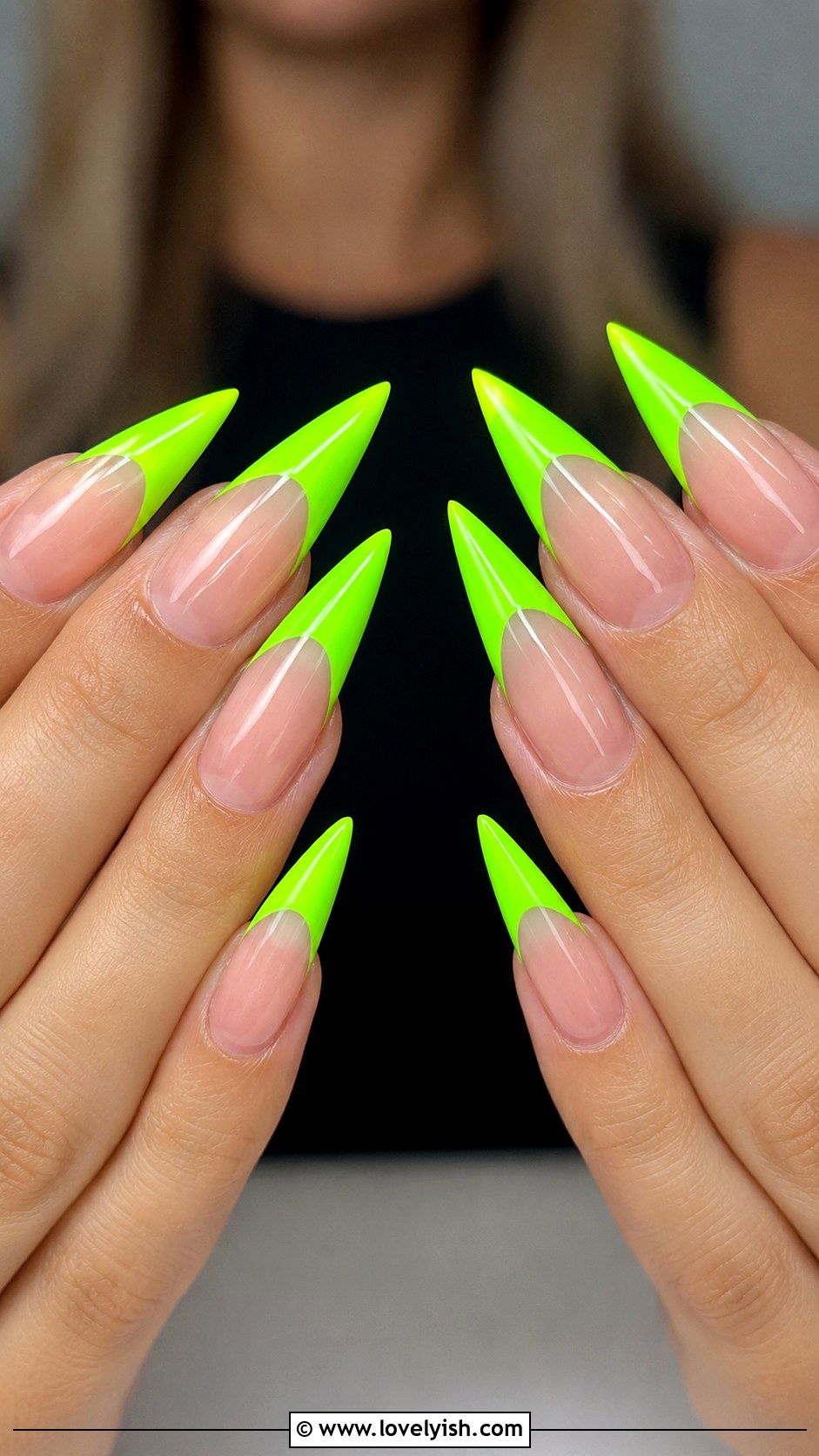 Neon Green Tip Stiletto Nails - 50 green nails - 50 green nails
