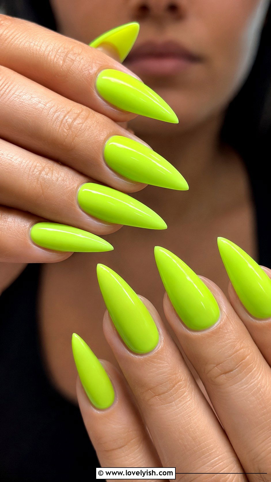 Neon Lime Green Stiletto Nails - 38 green nail designs - 38 green nail designs