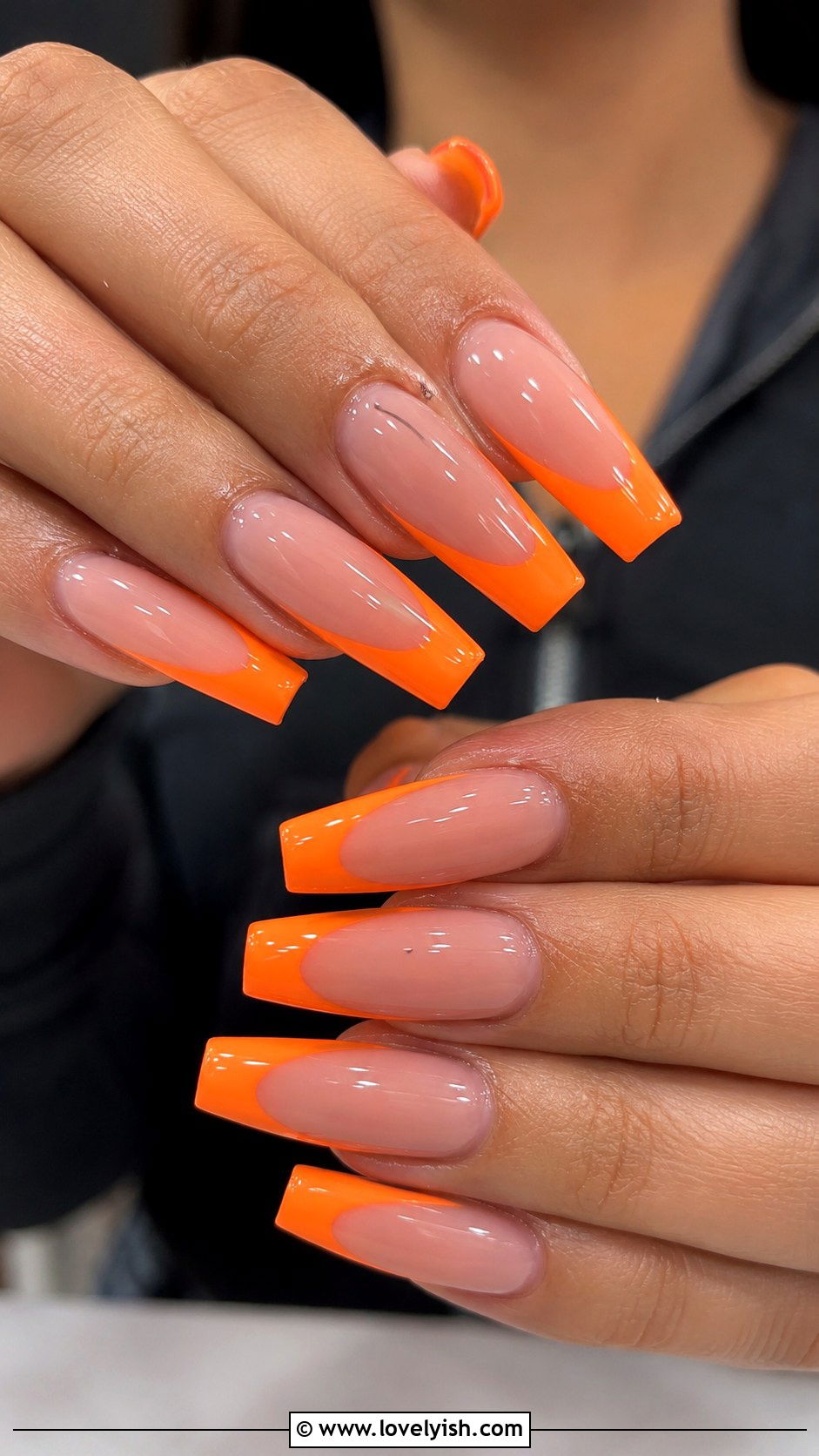 Neon Orange French Tip Baddie Nails - 50 baddie nails - 50 baddie nails