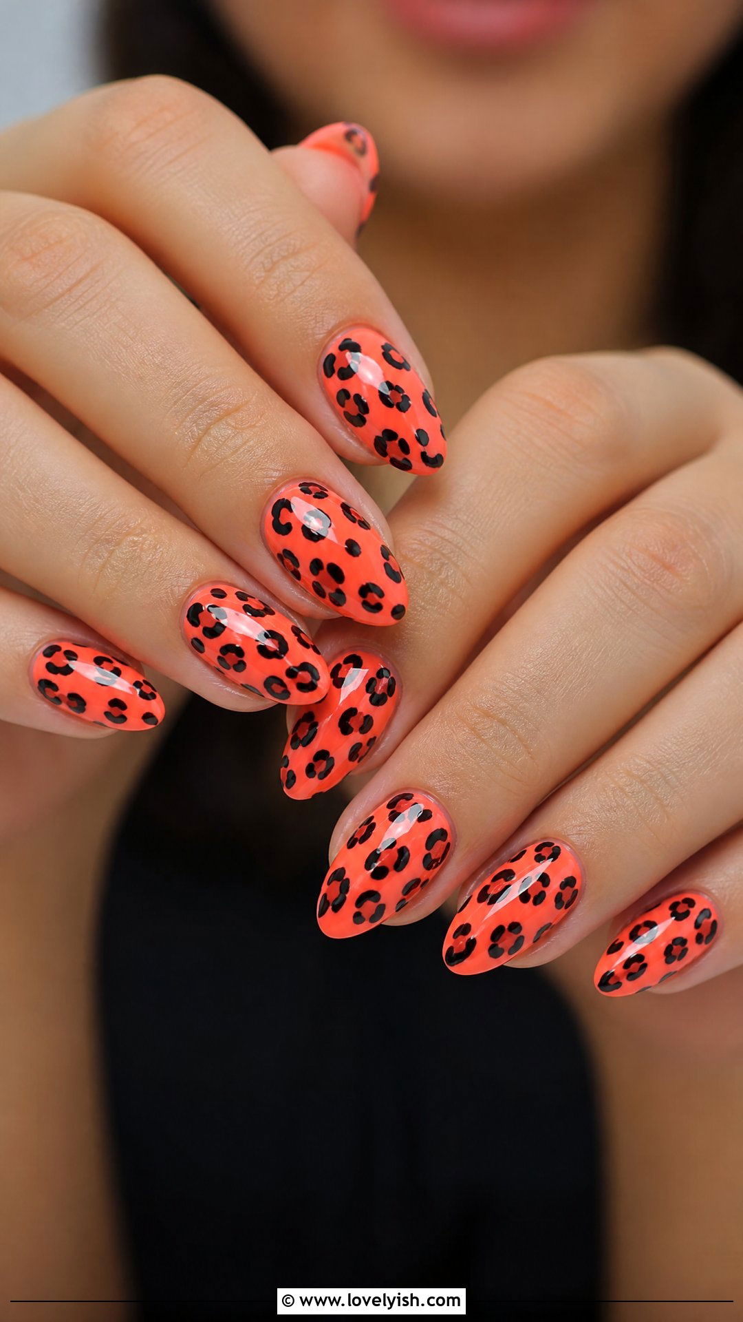 Neon Orange Leopard Print Nails - 50 leopard print nails - 50 leopard print nails