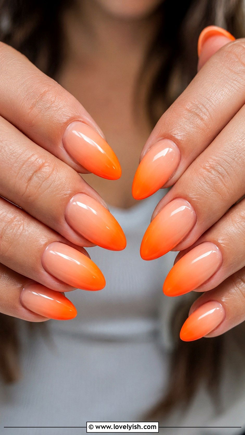Neon Orange Ombre Nails - 39 summer nail ideas - 39 summer nail ideas