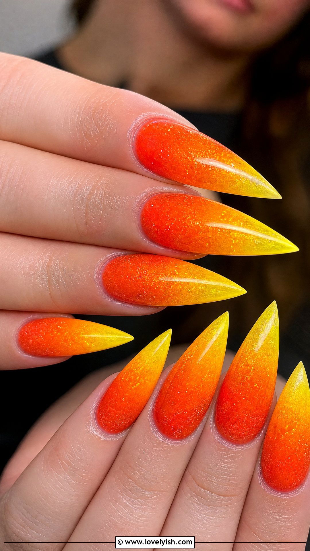 Neon Orange Sunset Ombre Nails - 28 nail designs for long nails - 28 nail designs for long nails