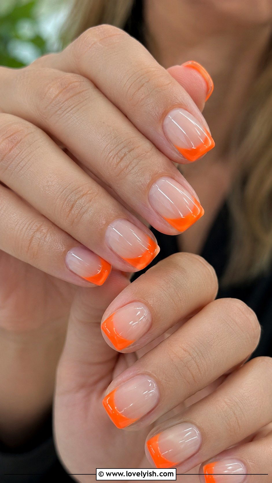 Neon Orange Tip Nails - 40 nail design summer - 40 nail design summer