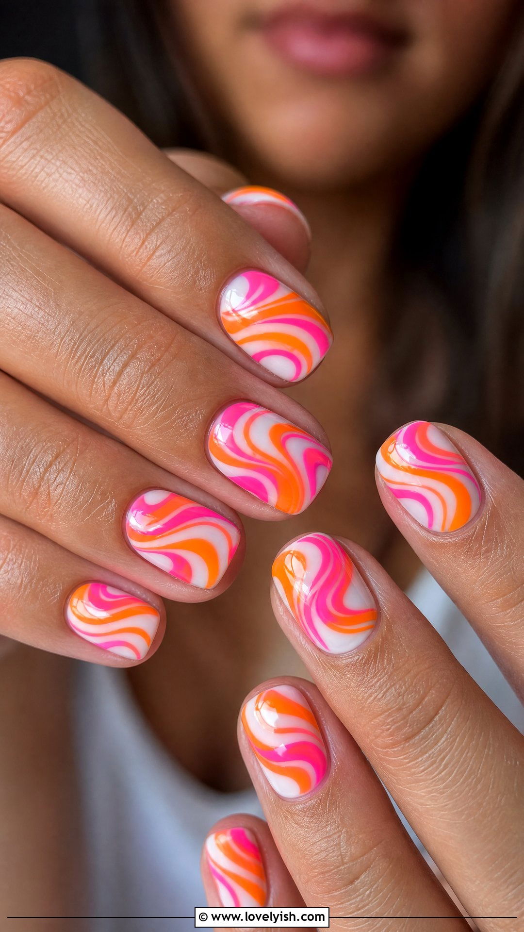 Neon Orange and Pink Swirl Nails - 50 swirl nails - 50 swirl nails