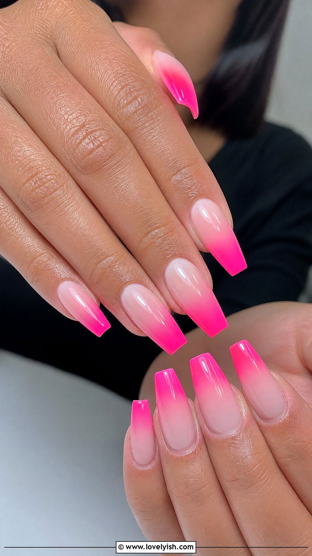 Neon Pink French Ombre - 50 french ombre nails - 50 french ombre nails