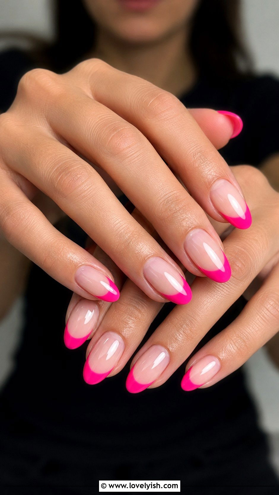 Neon Pink French Tip Almond Nails - 50 almond french tip nails - 50 almond french tip nails