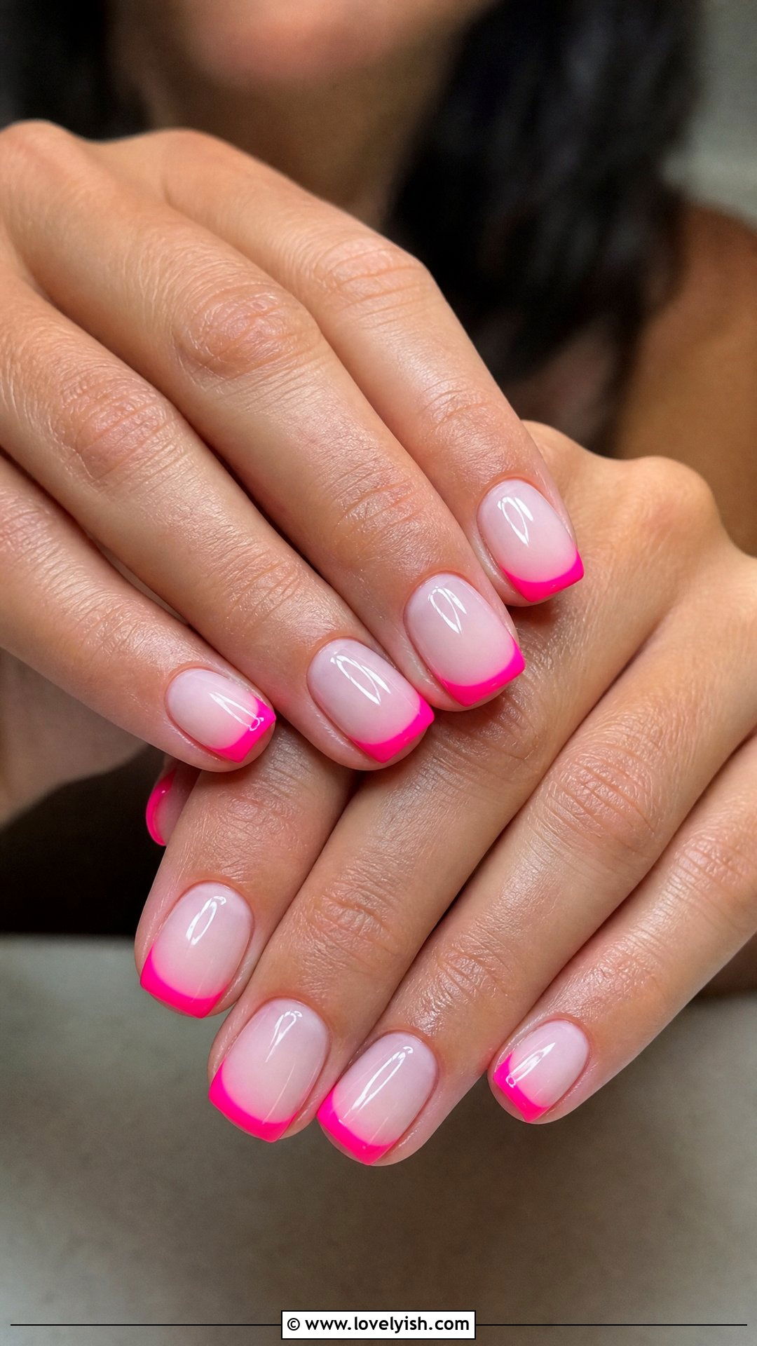 Neon Pink French Tip Short Nails - 50 short french tip nails - 50 short french tip nails